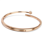 Matrix bangle Round cut, White, 18K rose gold finish